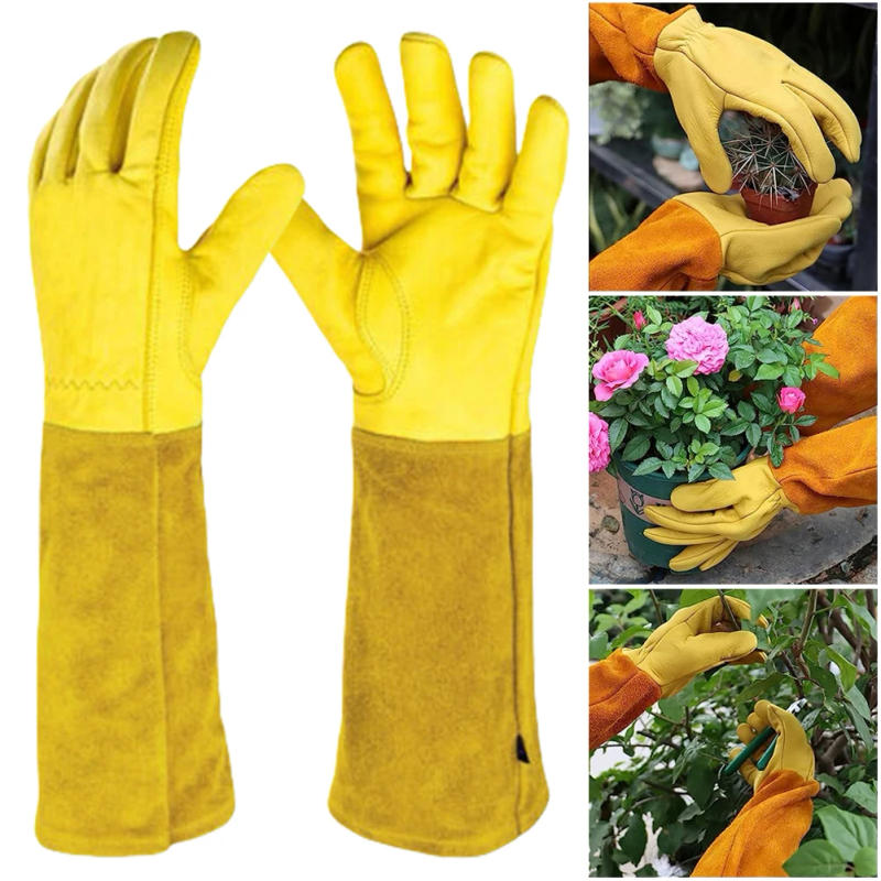 Description Picture 5 of item1 Pair Long Thorn Proof Working Mitten Breathable Leather Garden Gloves with Forearm Protection Floral Gauntlet Best Garden Gift