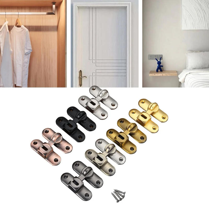 Description Picture 2 of itemDoor Lock Latch 90/180 Degree Anti-Theft Buckle Sliding Barn Door Lock Zinc Alloy Right Angle Sliding Door Hasp Hardware