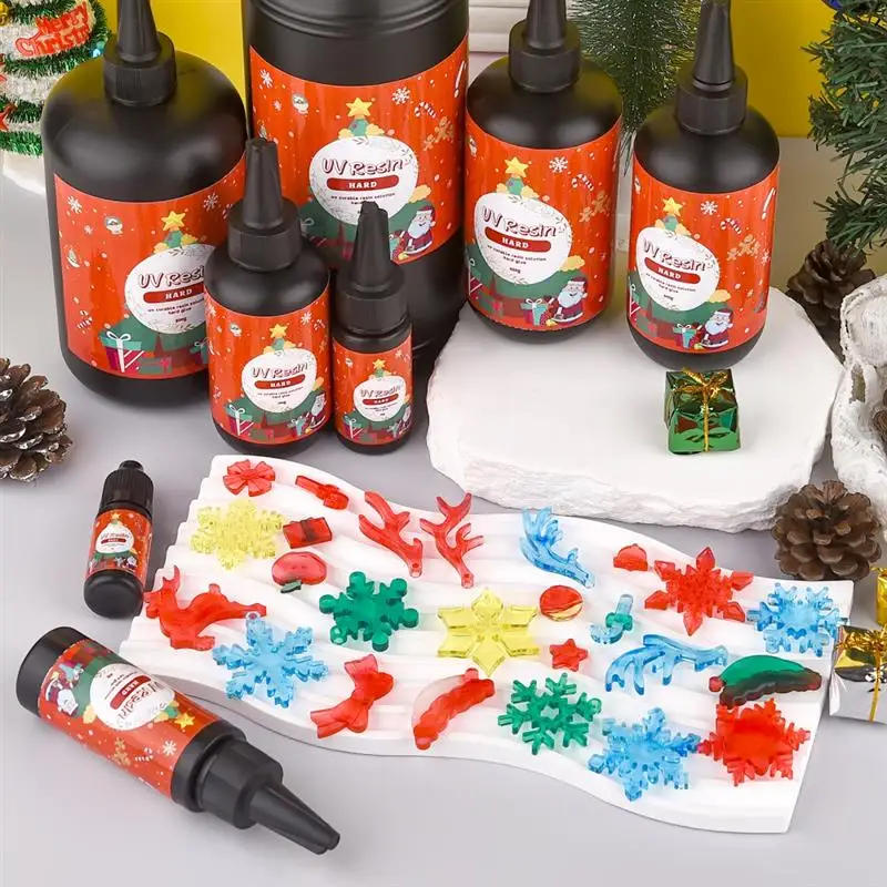 Description Picture 4 of itemChristmas UV Resin 10/25/50/100/200/250/500/1000g Hard Transparent Uv Resin Uv Lamp Quick Drying DIY Jewelry Glue Give Uv Lamp