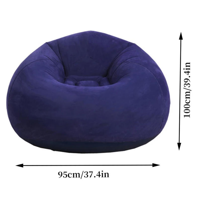 Description Picture 3 of item1pc Blue Inflatable Spherica Sofa Flocking Surface Round Sofa Living Room Bedroom Portable Folding Lazy Sofa Chair