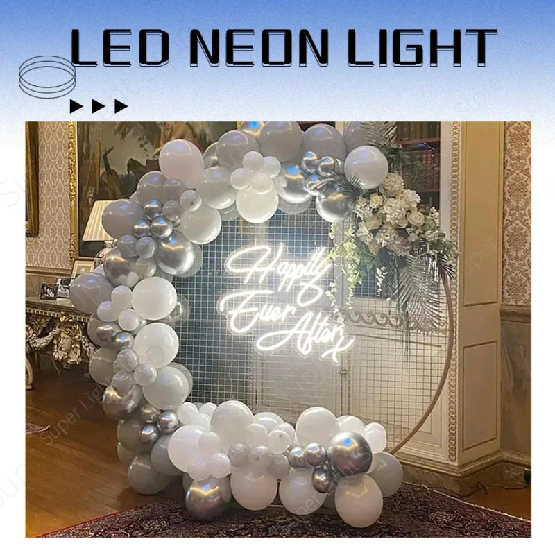 Description Picture 2 of itemBig Happily Ever After LED Neon Light Sign for Wedding Wall Art Night Lamp Birthday Gift Wedding Party Neon Lamp Home Decor