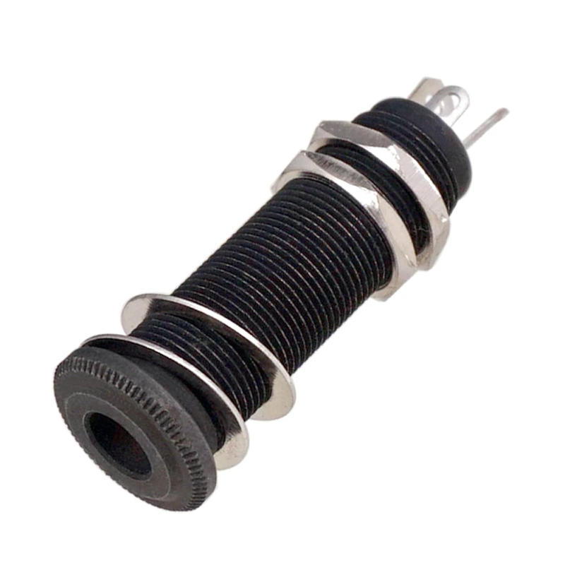 Description Picture 3 of itemElectric Guitar Bass 6.35mm Socket Stereo 1/4 Inch Output Jacks Socket Plug Brass Straight Ribbed Tube Style Jack Anti-noisy