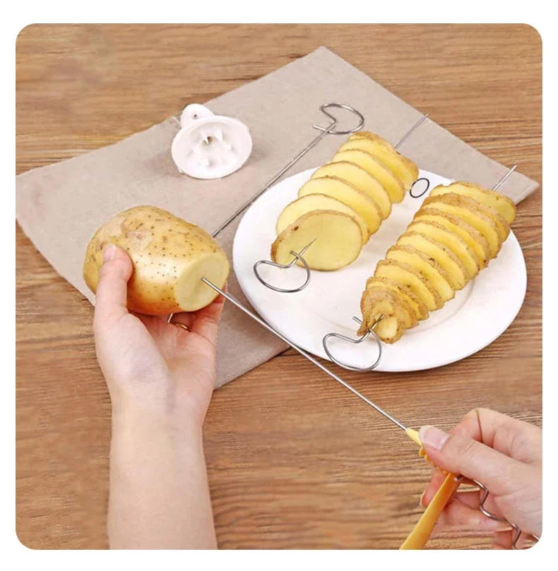 Description Picture 5 of itemWhirlwind Potato Spiral Cutter Potato Tower Making Machine Vegetable Slicer Creative Vegetable Tools Kitchen Accessories Gadgets