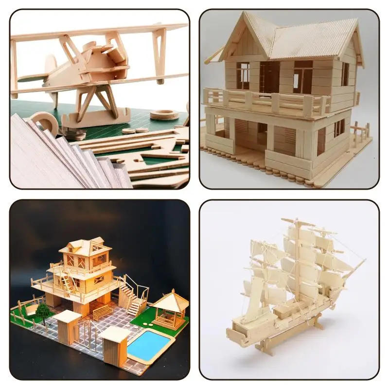 Description Picture 3 of item1/1.5/2/3mm 5PCS Lightweight Craft Board Model Toys Building Carving Handicraft Educational DIY Accessories DIY Balsa Wood Chips