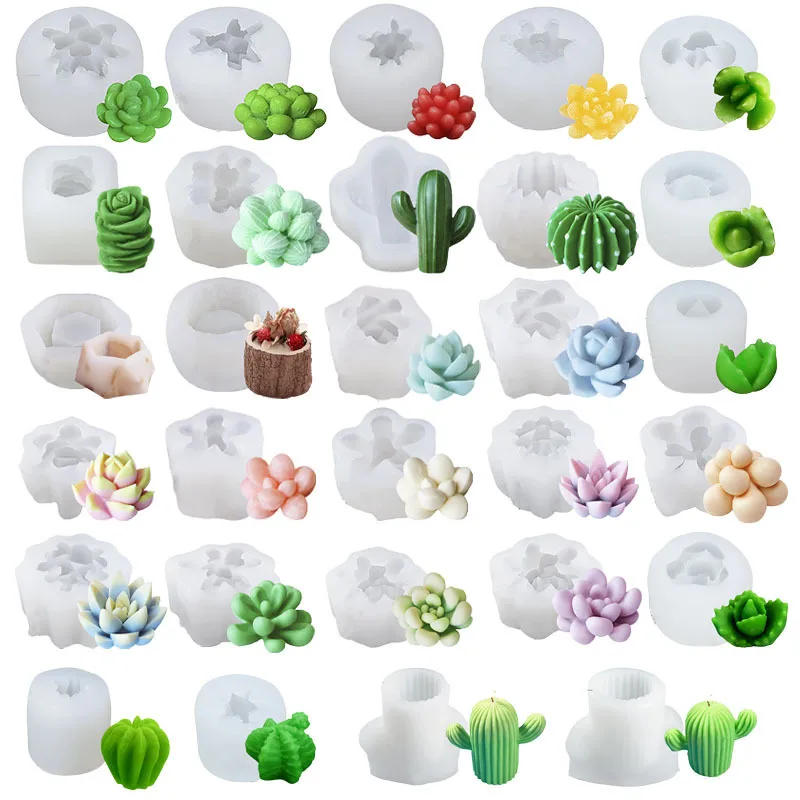 Description Picture 6 of item3D Silicone Candle Mold Cactus Scented Candle Forms Simulation Succulent Plant Flower Soap Aromatherapy Candle Making Mold Craft