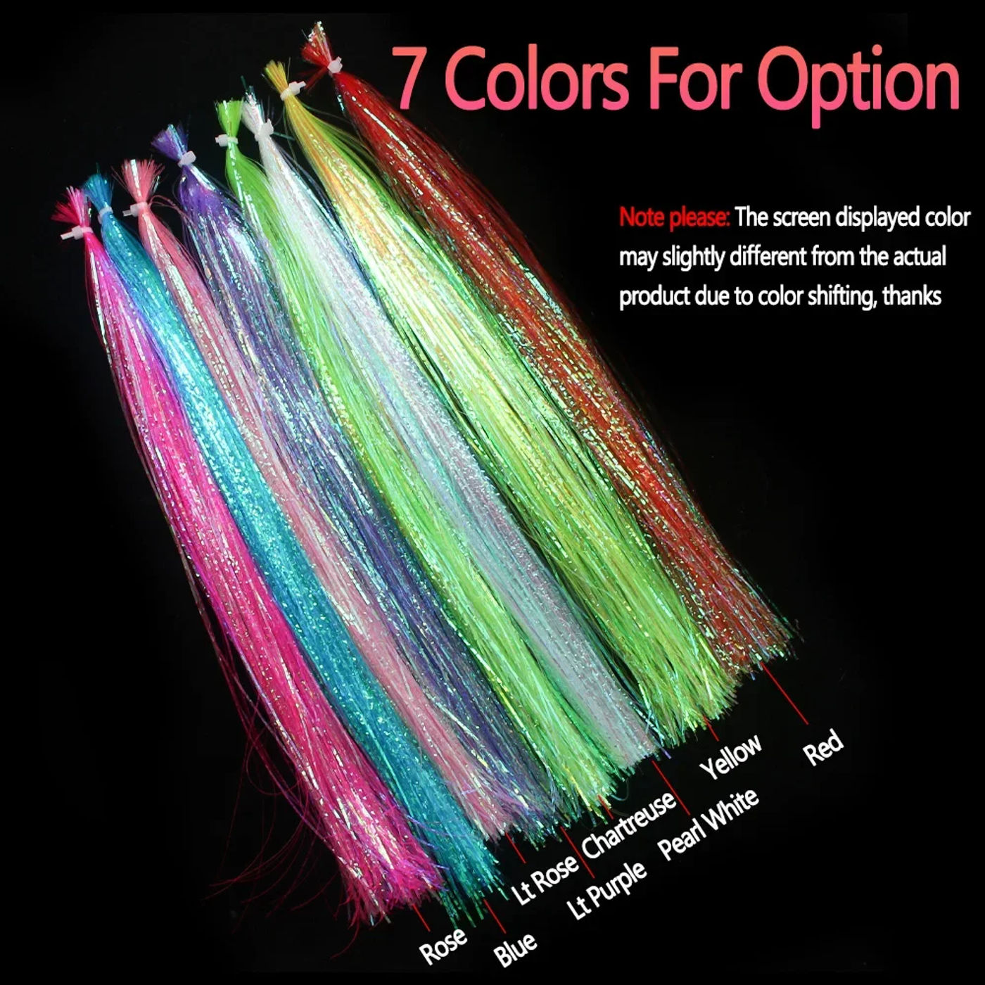 Description Picture 5 of itemBimoo 1mm Lateral Scale Flashabou Strands Fly Tying Material Corrugated Flashabou Tinsel Streamer Minnow Baitfish Fishing Lures