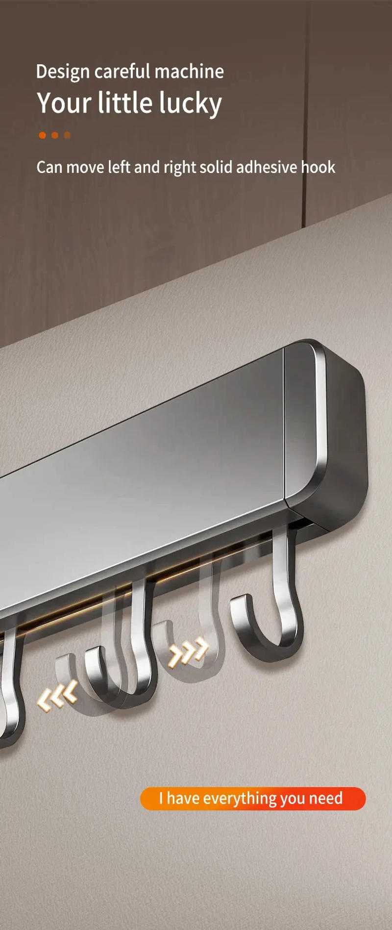 Description Picture 4 of itemKitchen Storage Rack Non-perforated shelves Kitchen Utensil Accessories Wall Mounted with Movable hook Spoon Holder Organizer