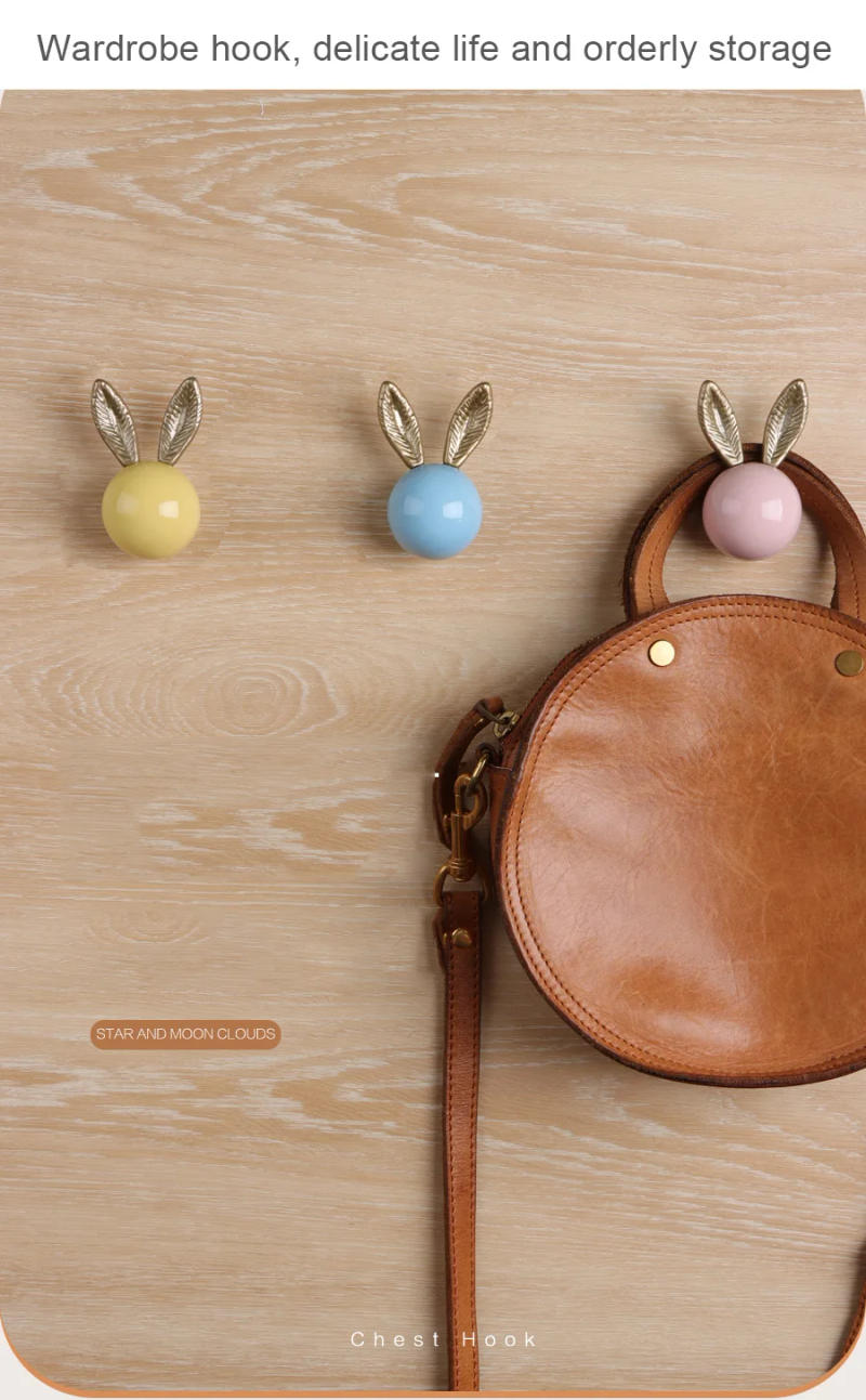 Description Picture 5 of itemWall Coat Hooks wall hooks decorative Mounted Coat Rack Hat Hooks key Bathroom Towel hooksWall Hangers Rabbit Ceramic Round Hook