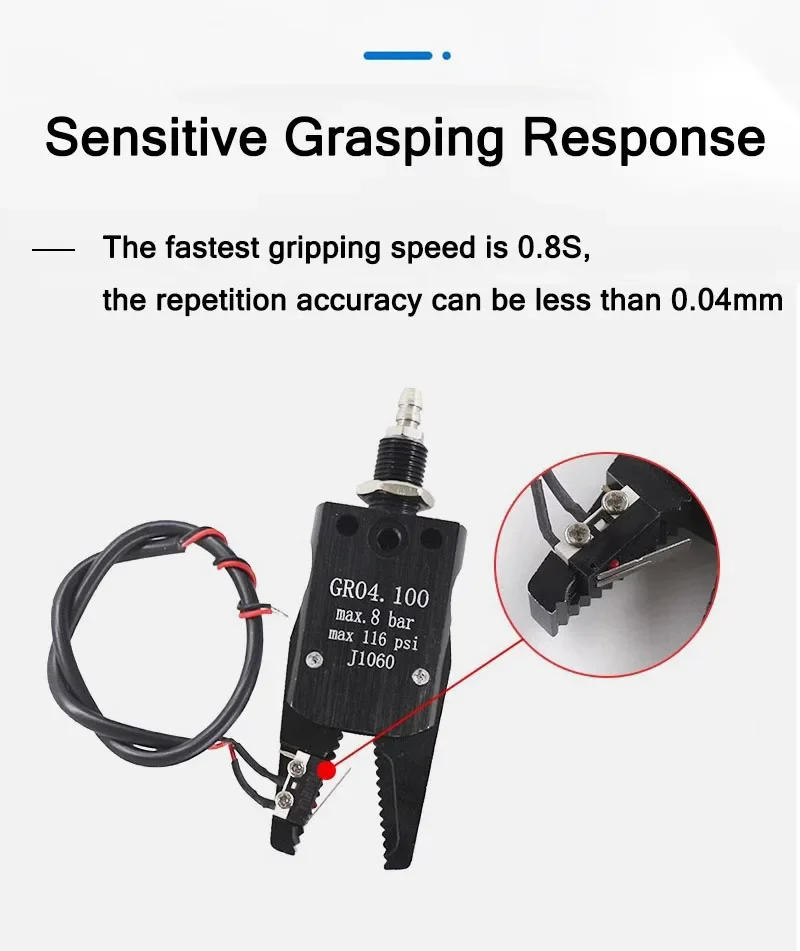 Description Picture 6 of itemPneumatic Gripper Manipulator Fixture for Injection Molding Grab With Sensor Switch Water Spout Clip Robot Arm Fixture Cylinder