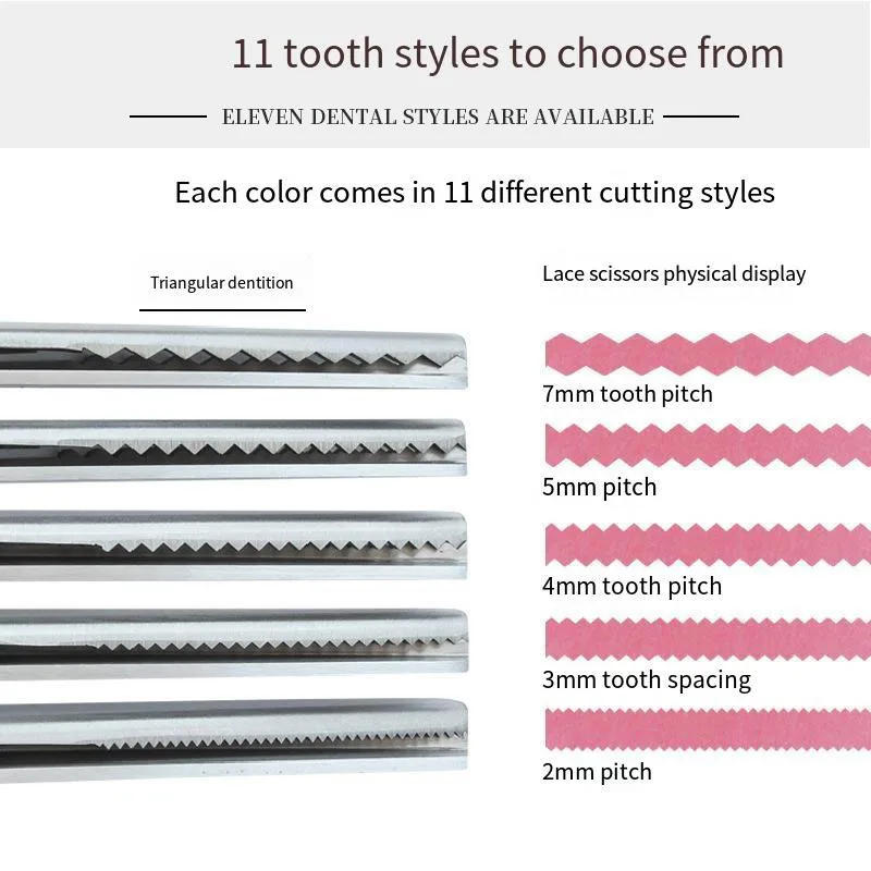 Description Picture 4 of itemStainless Steel Pinking Scissors Triangle Arc Teeth Lace Cloth Crafts Dressmaking Zig Zag Cut Tailor's Scissors Sewing Shears