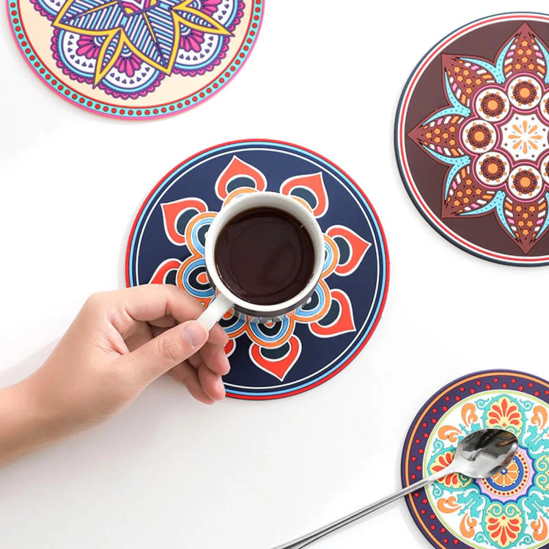 Description Picture 6 of itemSilicone Hot Pot Pads 6.9 Inch Round Hot Trivets for Dining Table Hotpads Art Mats Heat Resistant Pot Holders