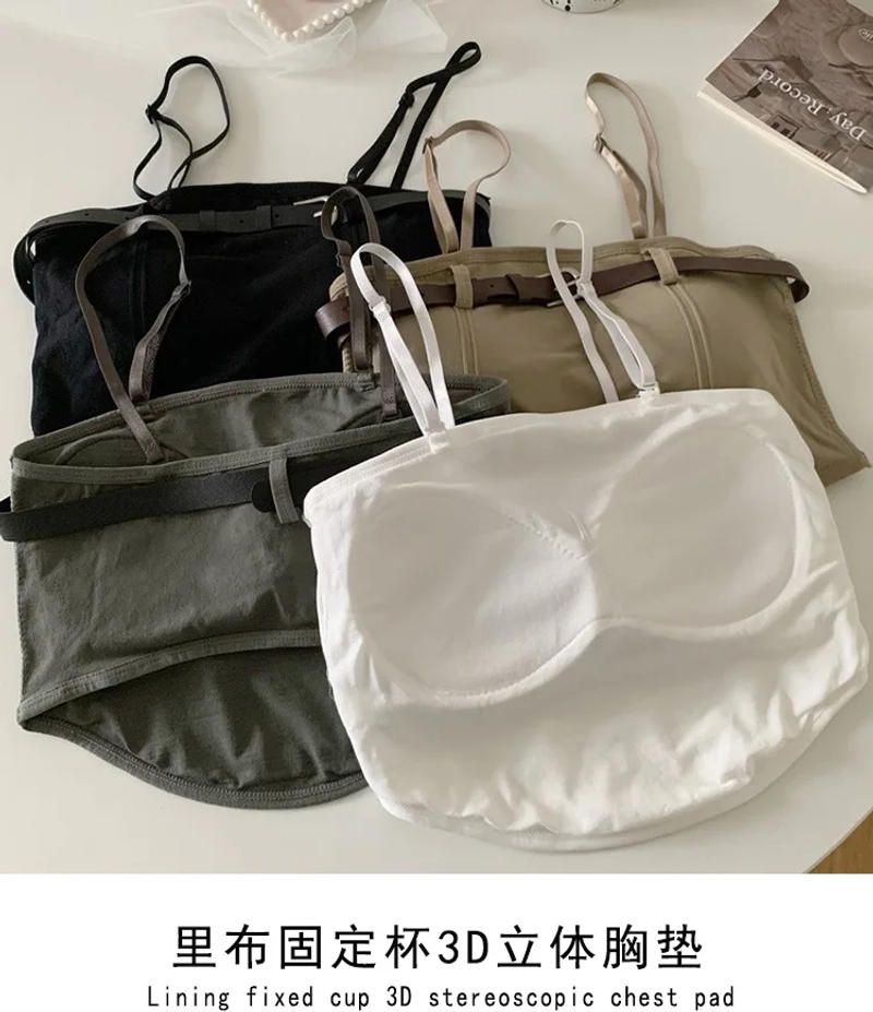 Description Picture 5 of itemSummer New Hot Girl Outer Wear Chest Pad Spaghetti Straps Chest Wrap Girl's Underwear Sexy Casual Belt Tube Top Beautiful Vest