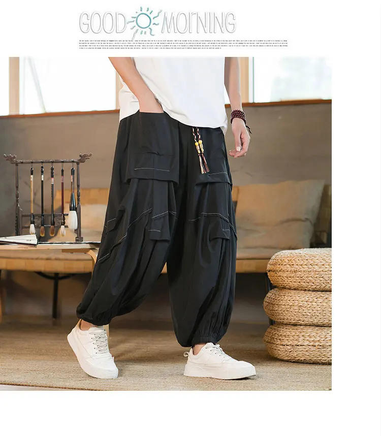Description Picture 4 of itemSpring Summer Men Splice Fashion Loose Casual Oversized Wide Leg Harem Pants Women Skirt Trousers Plus Size M-5XL