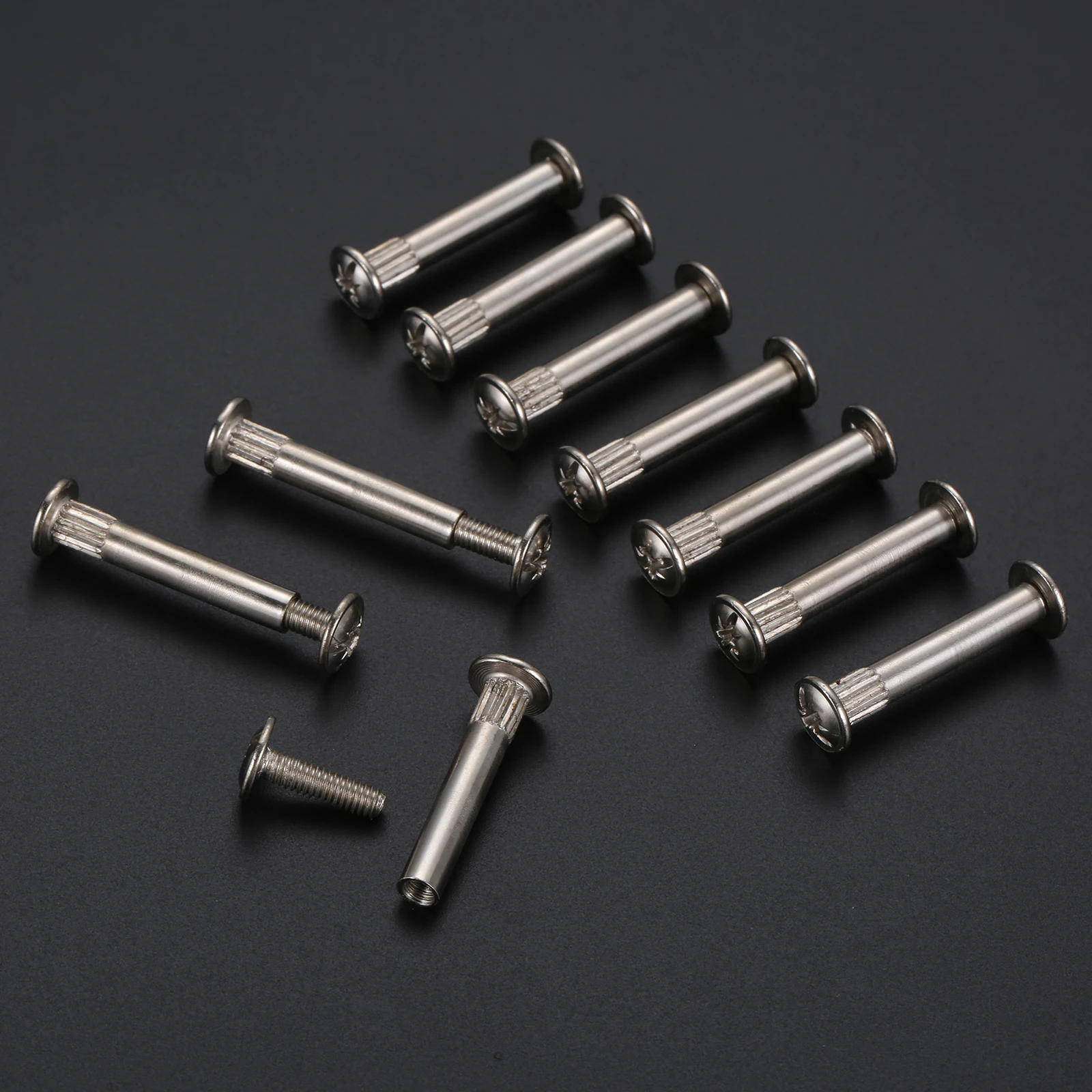 Description Picture 5 of item10 Set M5 Screw with Nut Kit Splint Nut Male-Female Snap Rivets Butt Set Kitchen Furniture Cabinet Childrens Bed Connectors Bolt