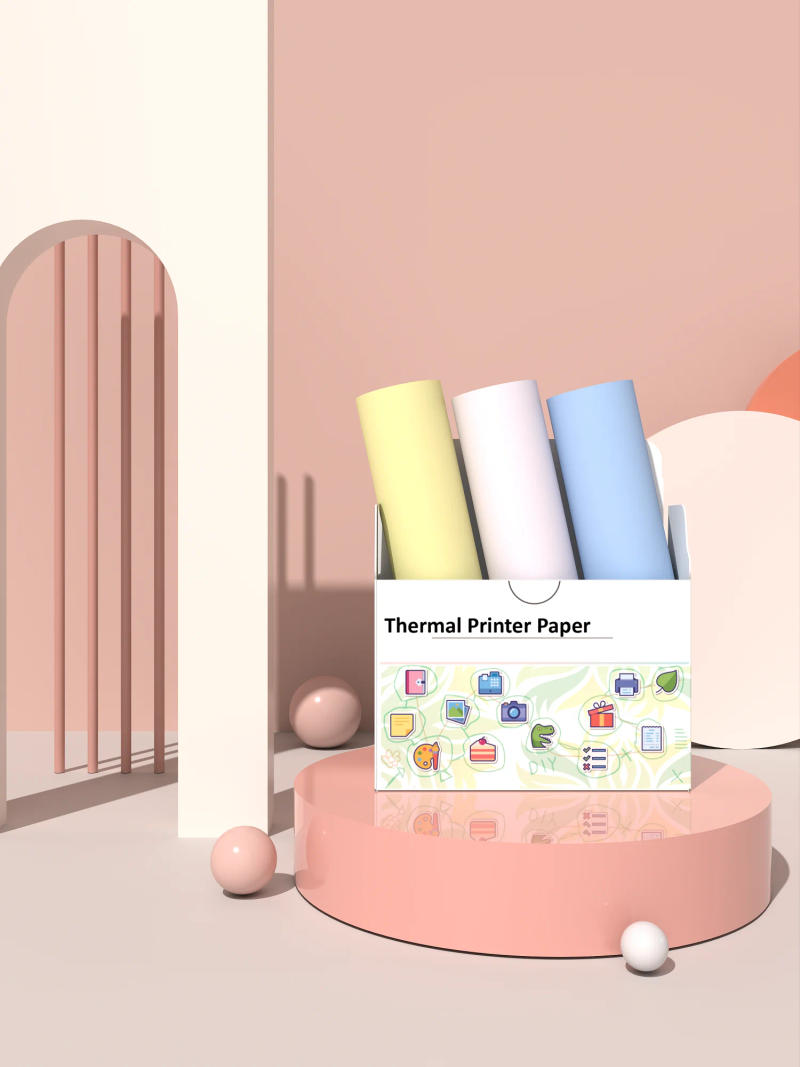 Description Picture 6 of itemThermal paper mini printer paper DIY for M02 T02 Color label sticky paper adhesive paper for learning office HD Photo 3 Rolls