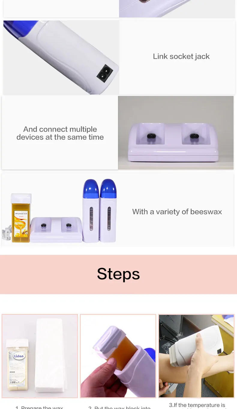 Description Picture 6 of itemElectric Double Wax Heater Epilator Cartridge Wax Roller Base Roll On Waxing Refillable Hair Removal Machine Depilatory Heater
