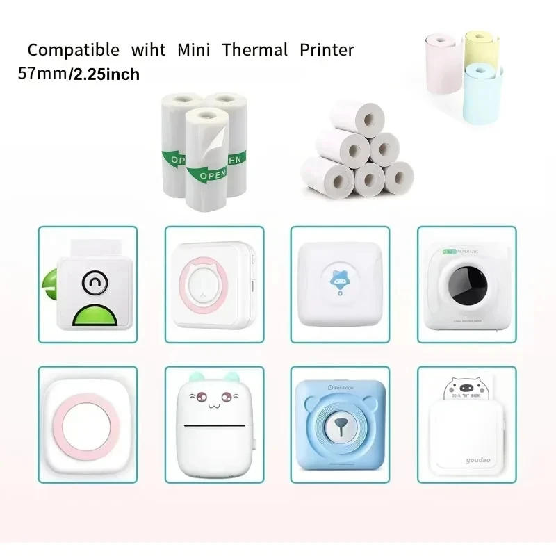 Description Picture 2 of item57x25mm Mini Printer Paper Thermal Label Sticker Color Photo White Self-Adhesive Paper For Mini Portable Pocket Mobile Printer