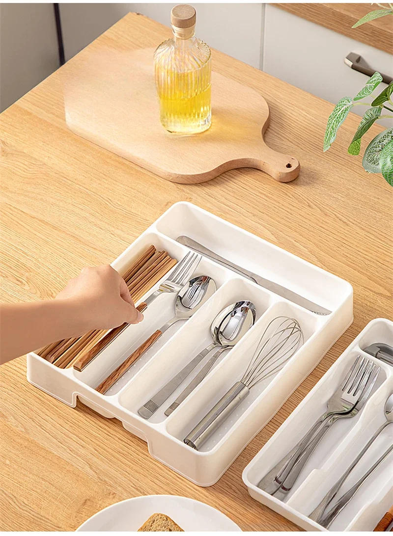 Description Picture 4 of itemMulti-purpose Cutlery Storage Tray Cutlery Fork Spoon Compartmentalized Organizer Kitchen Drawer Categorized Storage Boxes