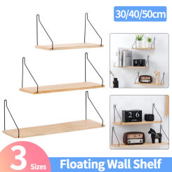 Nordic Display Rack Decorative Wall-Mounted Shelf with Metal Brackets Wooden Storage Rack Multifunction for Balcony Dining Room