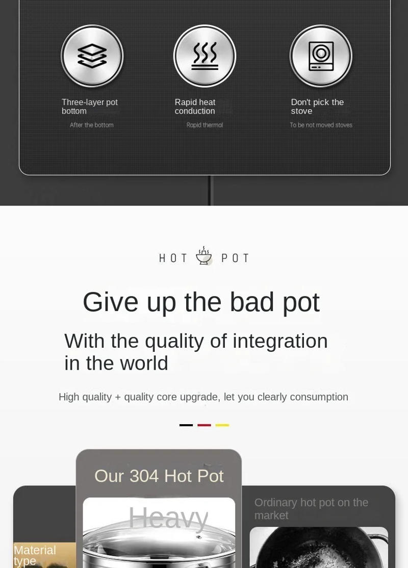 Description Picture 4 of item304 stainless steel hot pot pot soup pot thickened household food-grade non-stick pot universal pot for induction cooker and gas