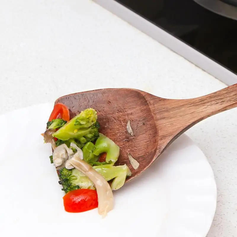 Description Picture 3 of itemCooking Spatula Wooden Kitchen Wood Turner Utensils Wok Utensil Tool Scoop Handle Nonstick Spoon Spatulas Bamboo Frying Spoons