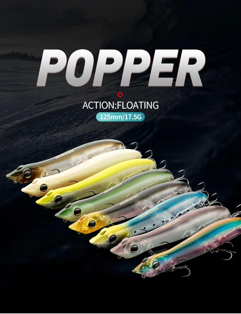 Description Picture 3 of itemTSUYOKI Artificial Hard Bait Walker Popper for Bass Trout Fishing, Surface Popper Fish Lure, 125mm, 17.5g, WTD Patchinco 125