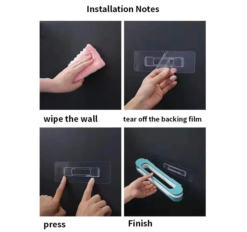 Description Picture 4 of itemMulti-Purpose Hooks No Punching Bathroom Organization Storage Shelf Strong Wall Mounted Clock Photo Hanging Home Accessories