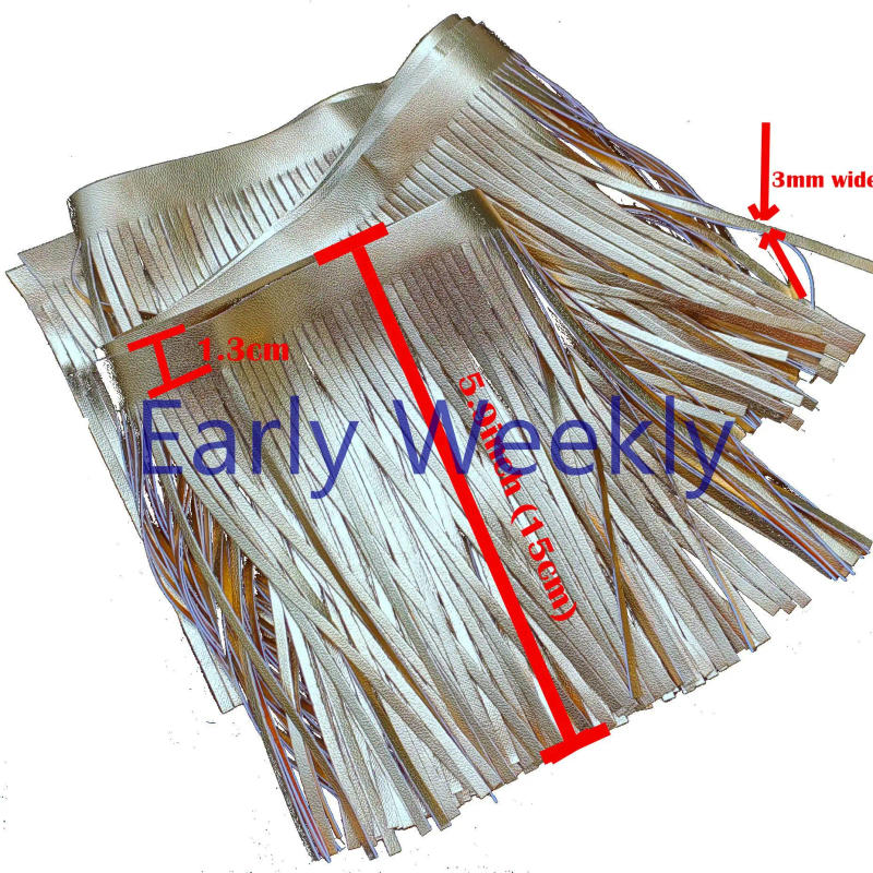 Description Picture 6 of item91cm long 15/30cm Double-sided PU Leather Tassel Beard Fringe Lace Sewing Material for Clothing Trim Bag Crafts Accessories