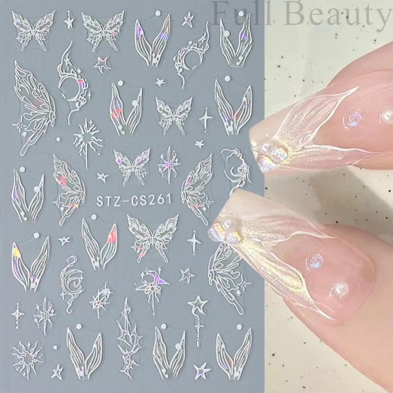 Description Picture 3 of item3D Nail Stickers Mermaid Tail Butterfly Adhesive Decals Antiquies Bamboo Design Decoration Slider Manicure Supplies PPSTZ-CS260