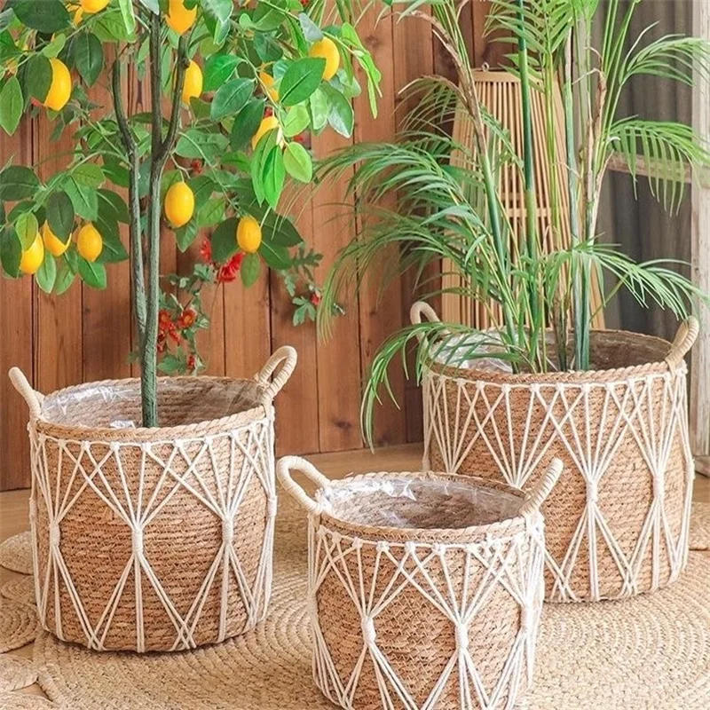 Description Picture 4 of itemFancy Natural Planter Basket Wicker Flower Pot  Bamboo Seagrass Storage Baskets Toy Holders Home Garden Decor