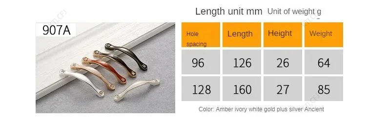 Description Picture 5 of itemAmerican European Style Drawer Wardrobe Door Amber Inlaid Diamond Handle Light Luxury Zinc Alloy Shoe Cabinet Handle