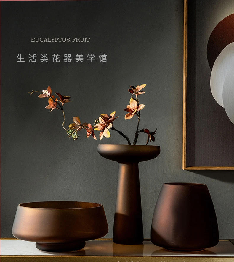 Description Picture 3 of itemNordic Light Luxury Home Decor Frosted Glass Vase Living Room Decoration Table Flowers Hydroponic Vase Terrarium Decor