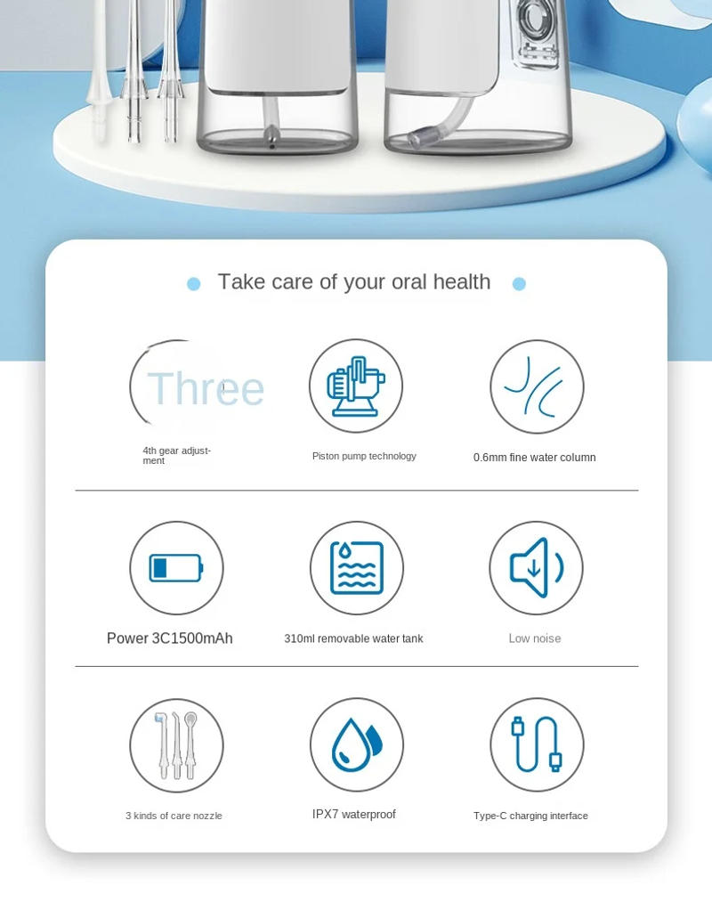 Description Picture 3 of itemHot-selling convenient tooth flusher household electric tooth scrubber to remove calculus water dental floss dental tools tooth