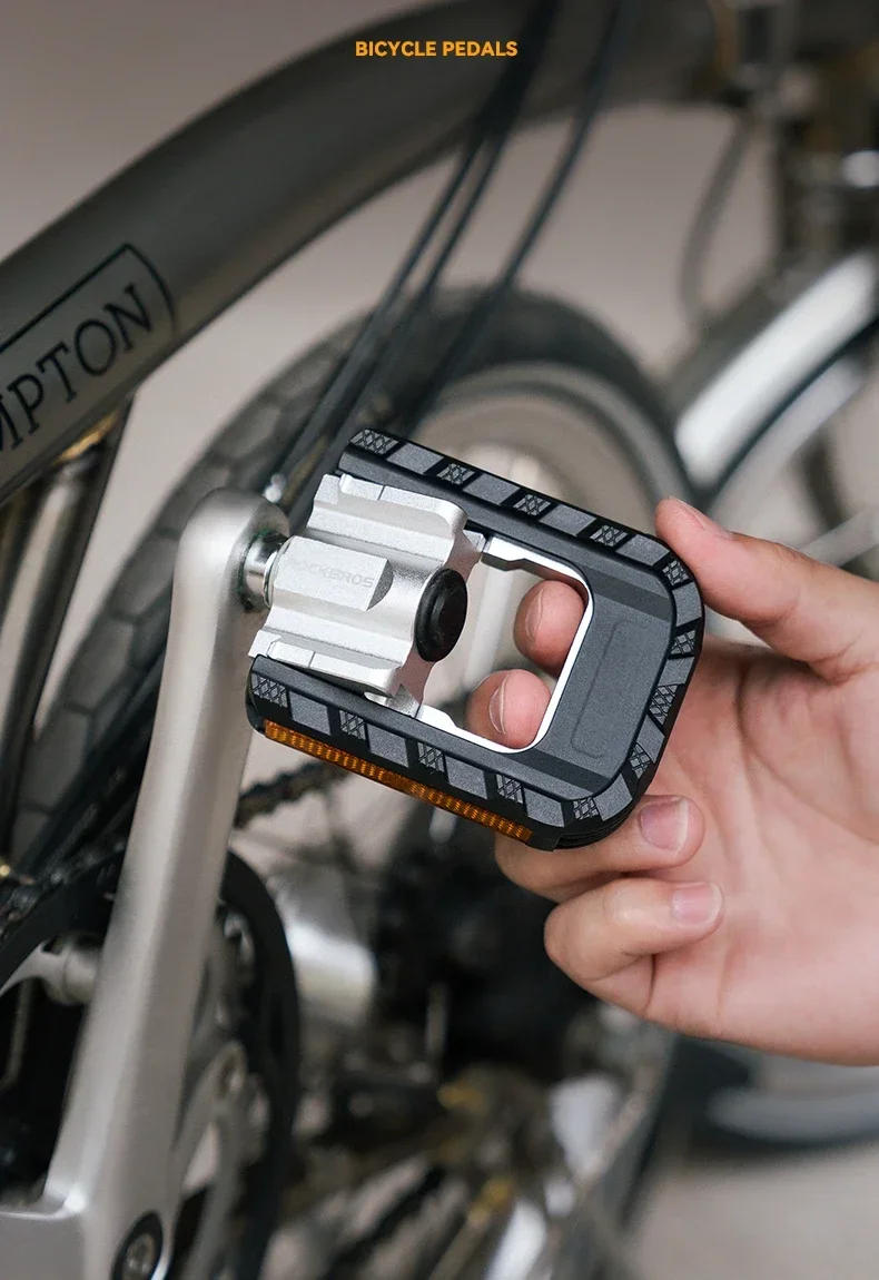 Description Picture 6 of itemROCKBROS Bicycle Pedals Foldable MTB Pedal Aluminum Anti-slip Foldable Pedals Cycling Self-lubricating Bearings Reflective Pedal