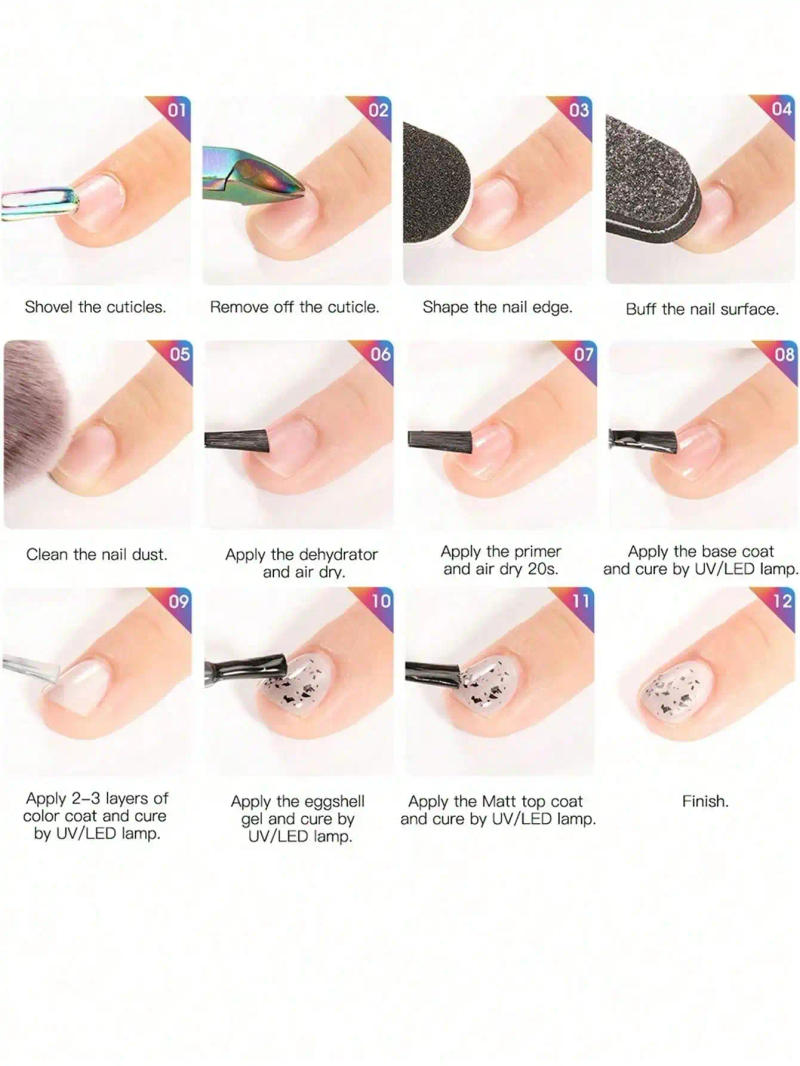 Description Picture 5 of item10Ml Eggshell Gel Nail Polish Semi Permanent Varnish Soak Off Uv Gel Nail Art Manicure Top Coat Any Color As Base