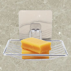 Stainless Steel Wall Storage Rack Holder Soap Rack Home Storage Self Adhesive Bathroom Storage Steel Soap Dish