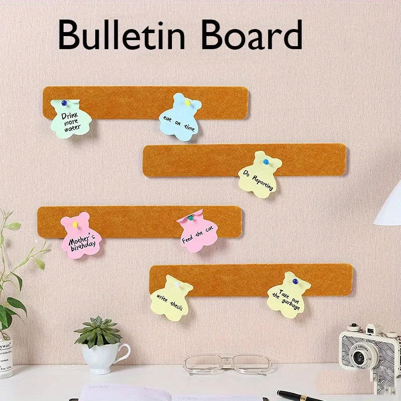Description Picture 2 of item6PCS+35pins Frameless Cork Bulletin Board Strips for Home refrigerator Office Decoration Message Board cork board wall stickers