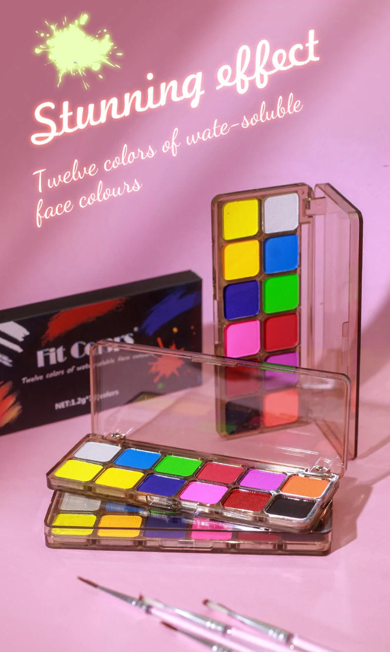 Description Picture 2 of itemFace Paint Palette Non Toxic Safe Halloween Black White Facial Body Painted Paste Children's Face Paints Makeup Set Beauty Tool