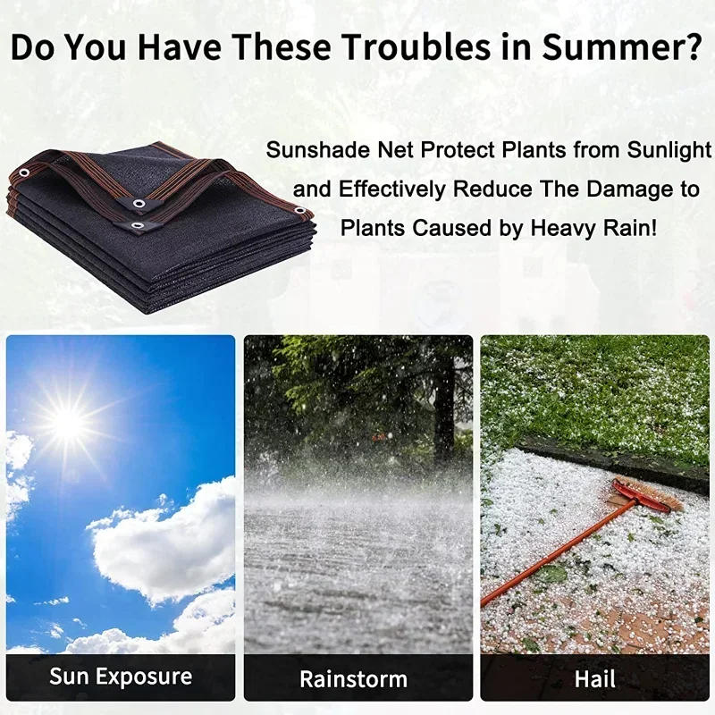 Description Picture 6 of itemBlack Shade Cloth Sunblock Mesh Cover Taped Edge With Grommets Sun Net For Pergola Plants Greenhouse Gardens Patio Canopy