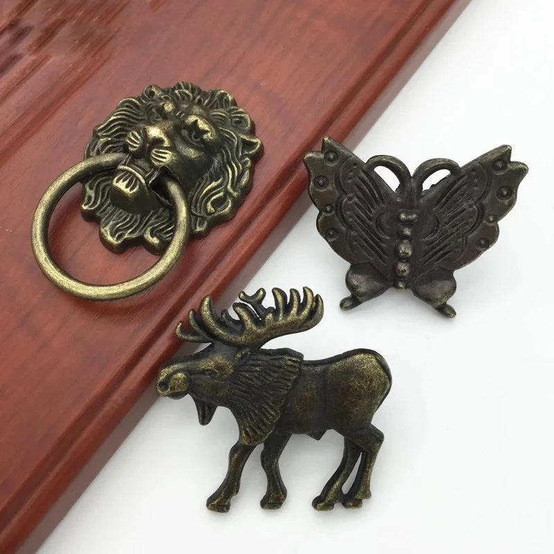 Description Picture 2 of itemVintage Lion Deer Furniture Handle Animals Shape Handles Drawer Knob Cabinet Door Wardrobe Cupbaord Pulls Hardware Diy