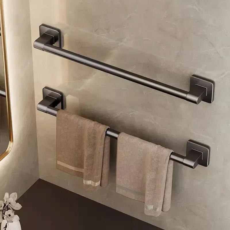 Description Picture 2 of item30/40/50cm Bathroom Towel Holder Without Drilling Bathroom Corner Shelf Towel Bar Self-Adhesive Bathroom Storage Rack Towel Rail
