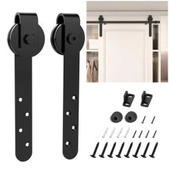 Sliding Barn Door Hardware Kits For Cabinet Doors Rail Set Smooth Silent 22x2.8x3.8cm Carbon Steel+POM Sliding Barn Door Kits