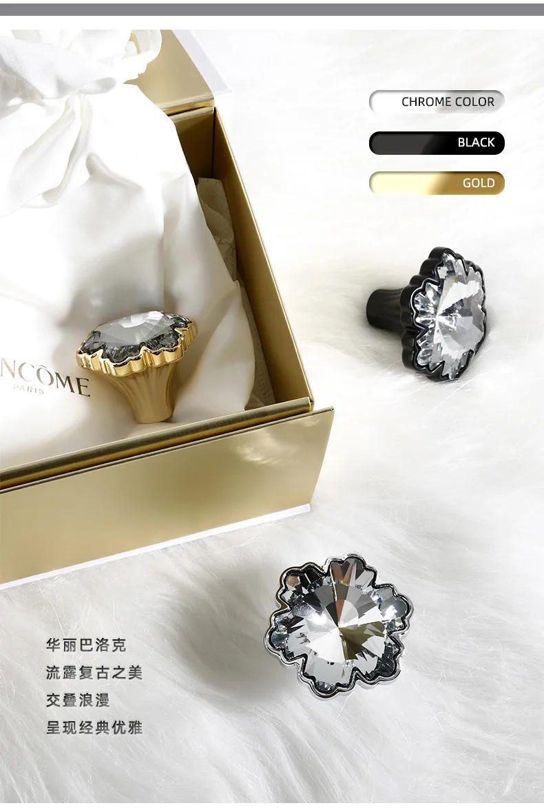 Description Picture 3 of itemSnow Diamond Knobs Cabinet Drawer Knobs and Handles Light Luxury Clothes Cabinet Door Handles Drawer Pulls Furniture Hardware