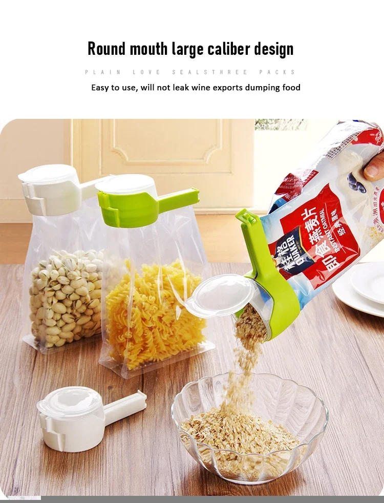 Description Picture 6 of itemSnack Sealing Clip Fresh Keeping Sealer Clamp Plastic Food Saver Travel Kitchen Gadgets Seal Pour Food Storage Bag Cap Clip
