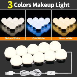 LED Mirror Bulb 3 Colors Cosmetic Lights Hollywood USB Wall Lamp Makeup Tables Mirror Light Bathroom Lighting 8W 12W 16W  20W