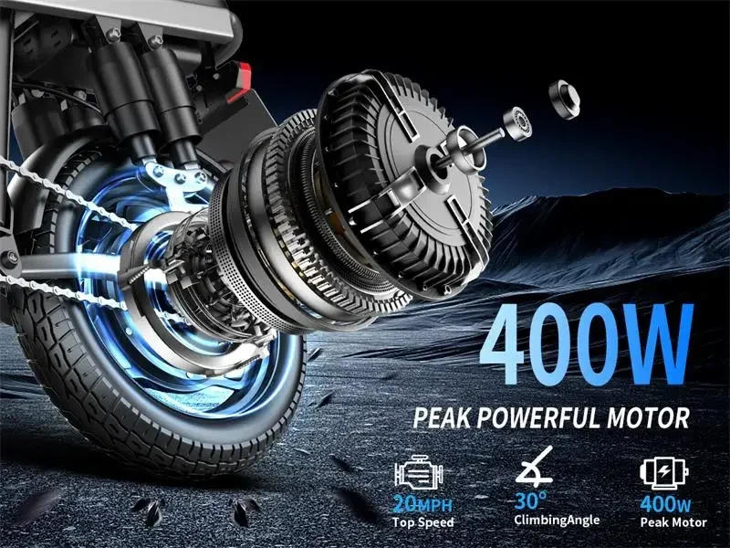 Description Picture 5 of itemEbike F12 500W 48V 15AH Folding Electric Bike/14 Inch Fat Tire Electric Bike/Moped with Pedal Drop for Transport EBike