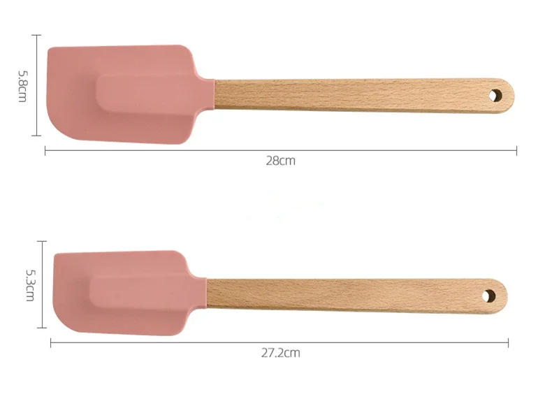 Description Picture 5 of itemWooden Handle Cake Pastry Spatula Silicone Chocolate Cream Pizza Scraper Mixer Butter Bread Spreader Kitchen Food Baking Blender