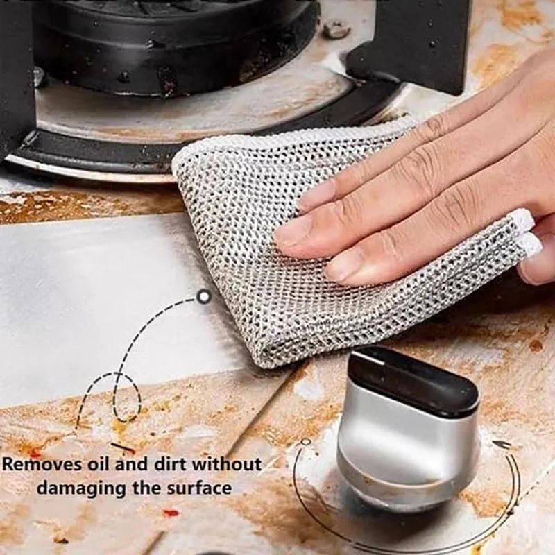 Description Picture 3 of itemMagic Wire Cleaning Cloth Kitchen Cloths Washable Multipurpose Anti Scratch Cloth Metal Wires Rags Kitchen Cleaning Cloth 10-2pc