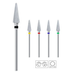 17mm Triangle Cone Tungsten Nail Drill Bits Double Rotation Carbide Left Right Hand Gel Remover Grinding Manicure Tools 3/32"