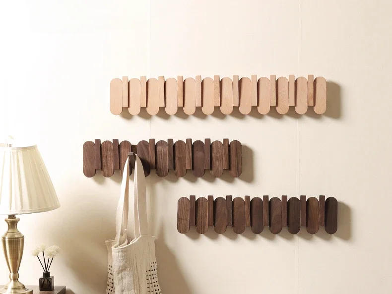 Description Picture 4 of itemLuxury Wall Coat Rack Walnut Wood Clothes Dress Hanger Hooks Backpack Coat Pants Interior Furniture Bedroom Clothing Storage
